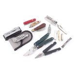 3 folding multi-tools, together with 4 penknives and 7 other folding knives