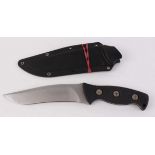 Divers type knife, 6½ ins single edge stainless steel blade, rubberised grips, in sheath