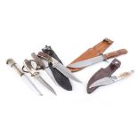 Six various sheath knives