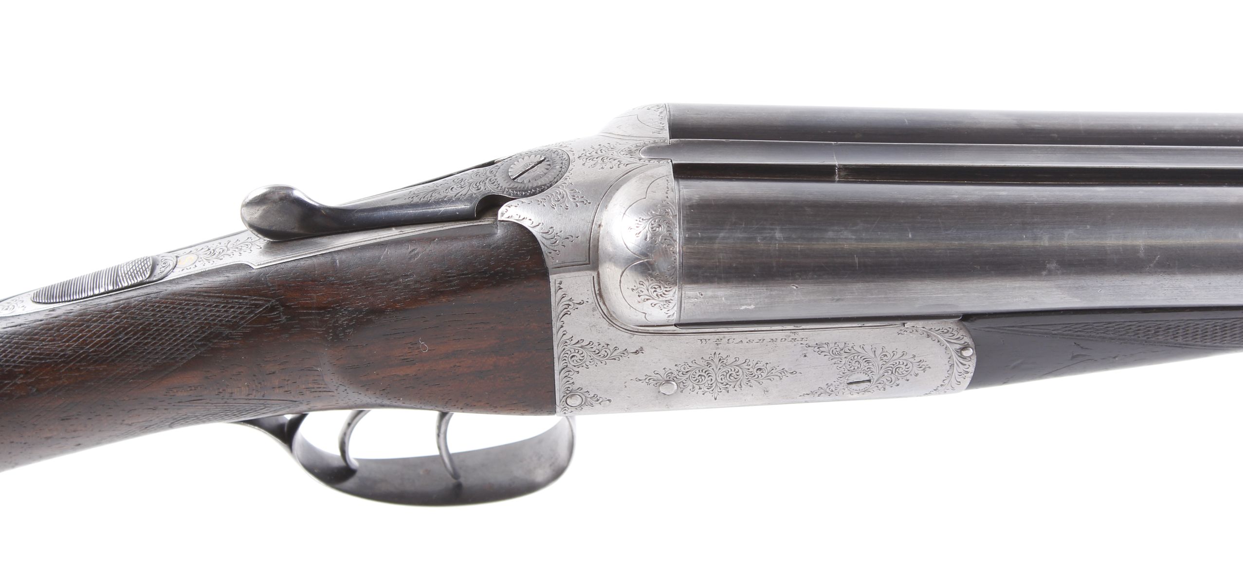 (S2) 12 bore boxlock ejector by Wm Cashmore, 26 ins sleeved barrels, cyl & cyl, scroll engraved - Image 2 of 3