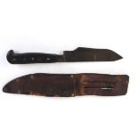 WWII adapted survival knife, modified 5½ ins straight back blade with clip point and 1½ ins choil,