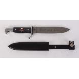 Reproduction Hitler Youth dagger, 5½ ins double edged polished blade, composite grips with
