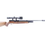 (S1) .22 Weihrauch HW100 pcp multi shot air rifle, fitted moderator, mounted 4-12 x 50 Nikko