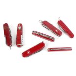 Seven various folding pocket knife multitools incl. Victorinox