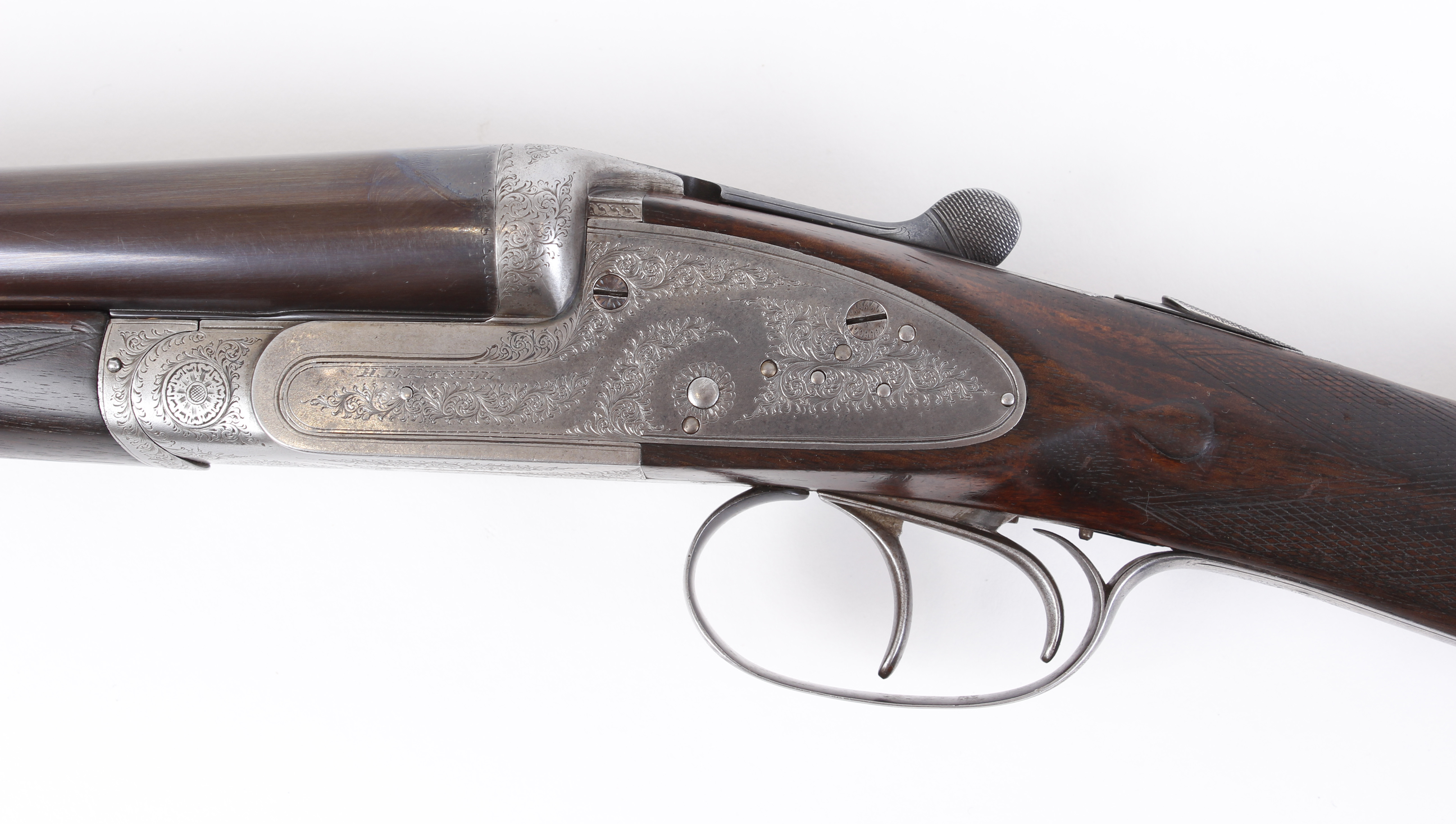 (S2) 12 bore sidelock ejector by Henry Akrill, 28 ins sleeved barrels, ¼ & ¾, concave rib with - Image 10 of 12