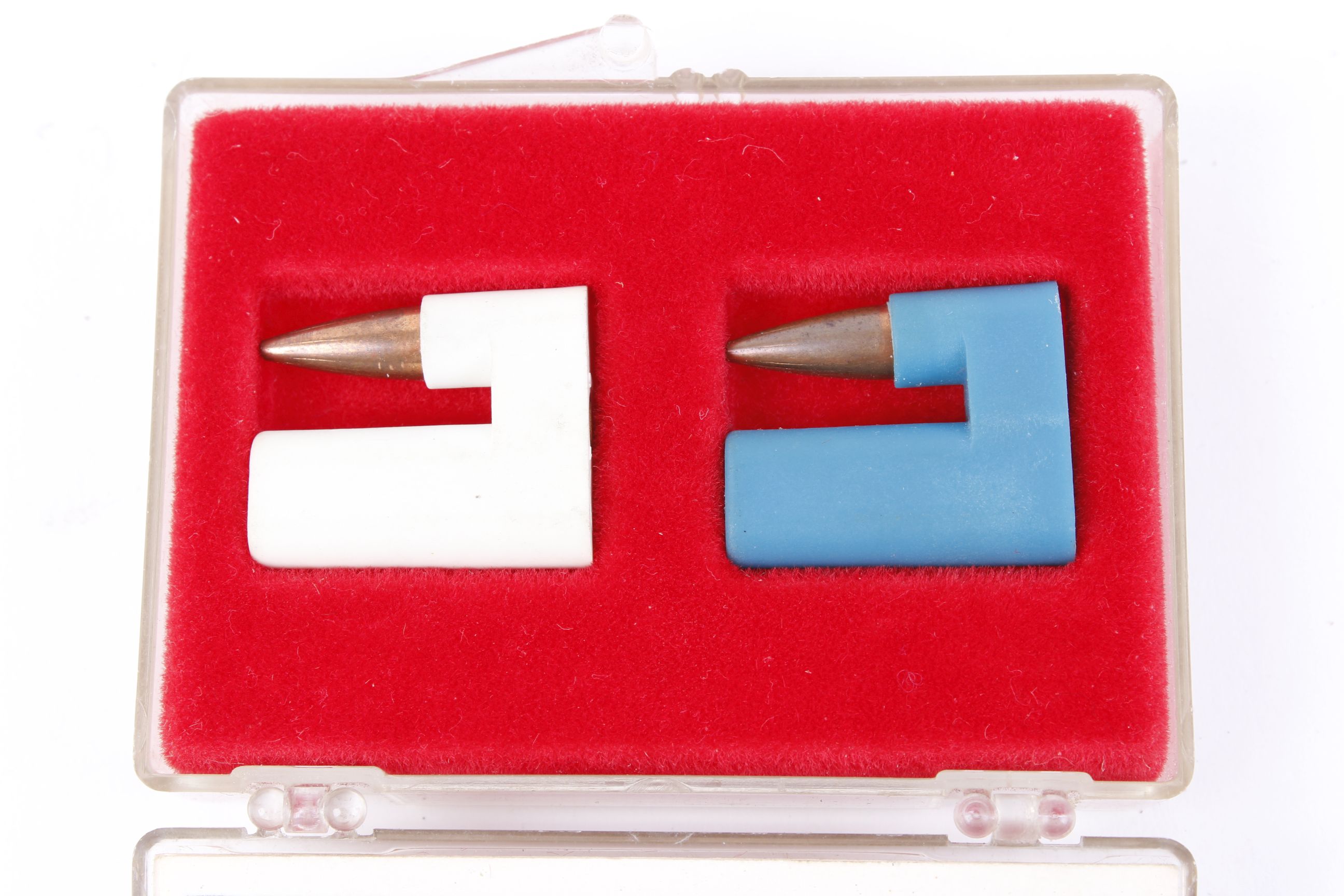 'Folded' .223 rifle cartridge display case with 2 x dummy cartridges - Image 2 of 2