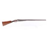 12 bore Army & Navy double barrelled shotgun, 30 ins damascus barrels, scroll engraved action signed