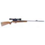 (S1) .22 BRNO semi automatic rifle, 21 ins threaded barrel (moderator available), hooded blade and