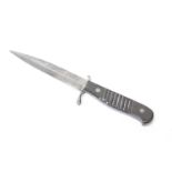 Trench type fighting knife, 5¾ ins single edged tapered point blade, slab grips, overall 10 ins