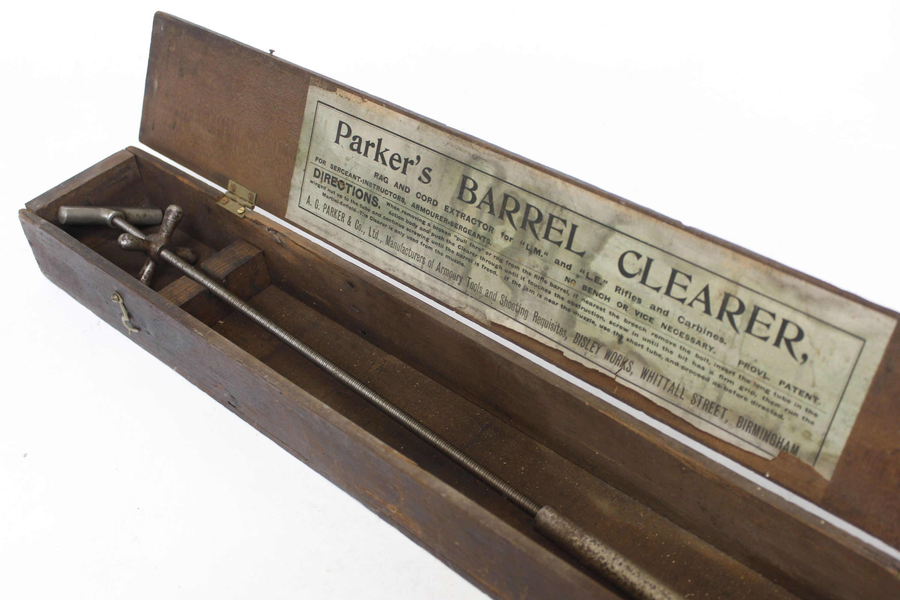Vintage Parker's Barrel Clearer in wood box with original paper label