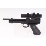 .22 Crosman 2240 Co2 bolt action air pistol, mounted Hawke red dot sight