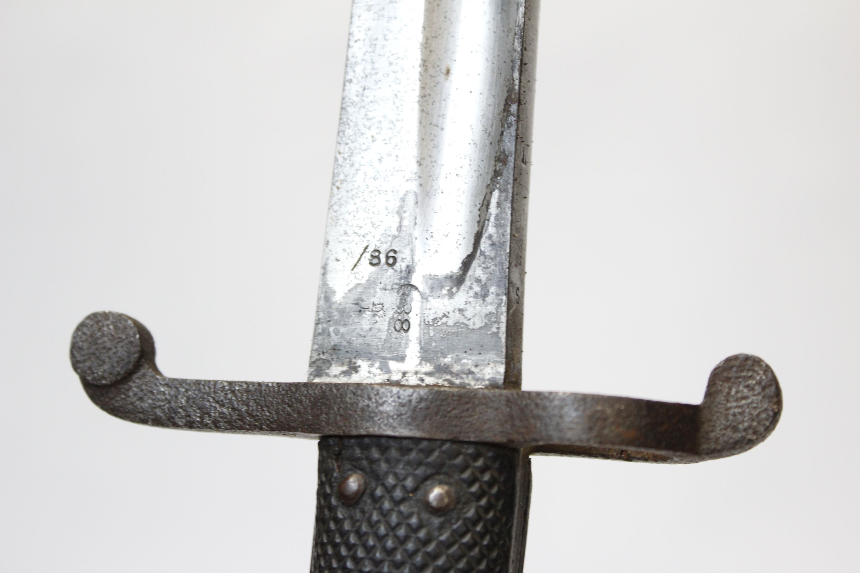 British P.1860 Yataghan (Martini-Henry) sword bayonet, 22½ ins single edged fullered blade with - Image 3 of 4