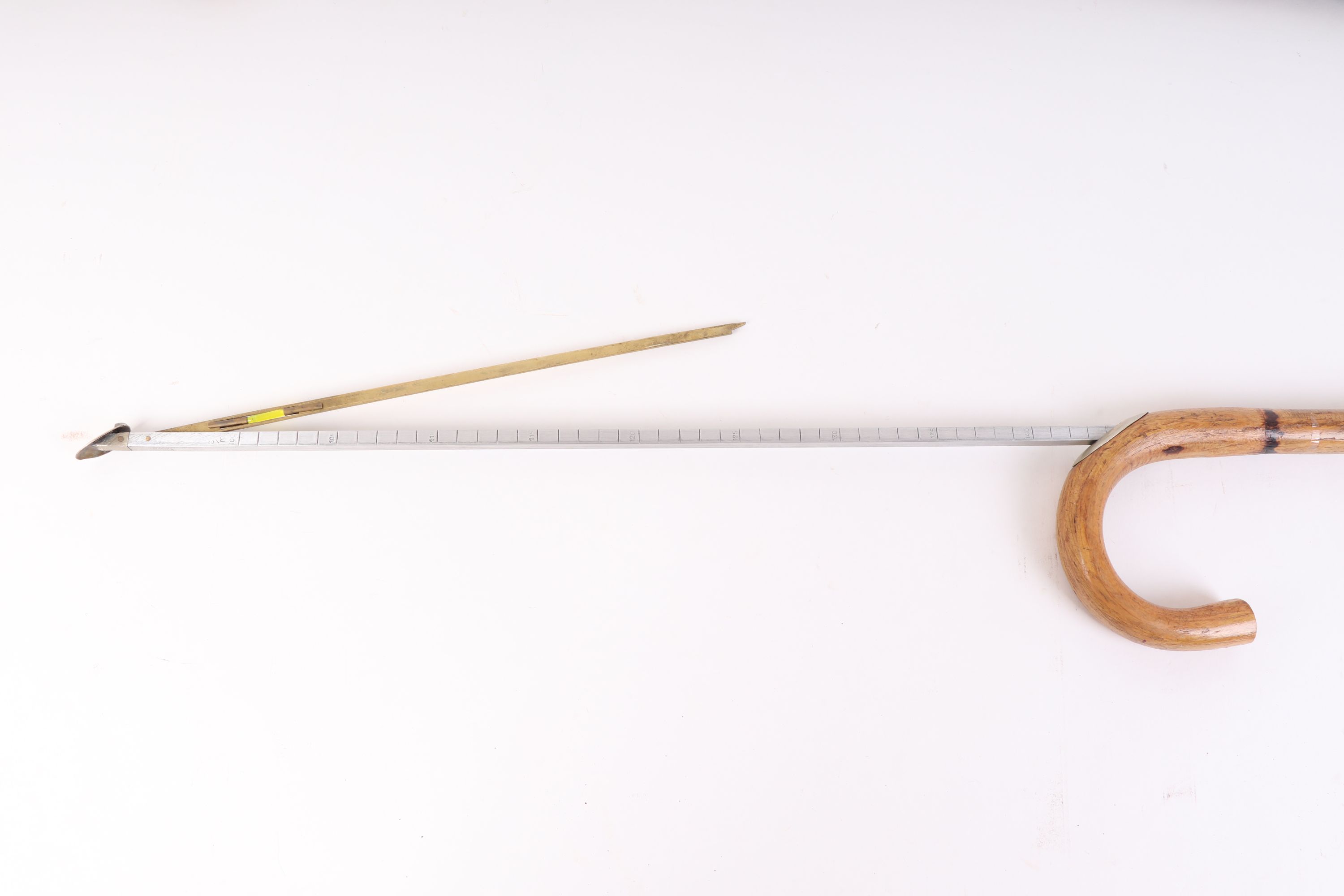 Horse measuring walking stick, measure and level concealed within bamboo cane, together with two - Image 4 of 5