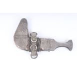 Eastern style khanjar, 5½ ins blade, metal plated decorative mounts on wood grips, in decorative