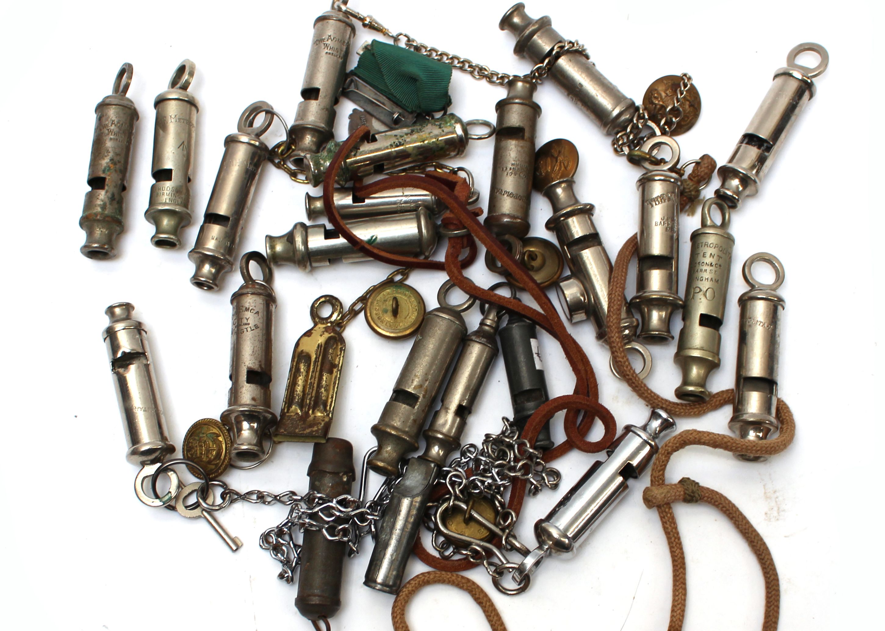 23 vintage whistles to include 10 x The Acme and J. Hudson & Co. 'The Metropolitan', 4 x The Acme '