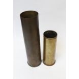 1910 brass shell case, and 90mm L1A1 shell case, stamped 1967