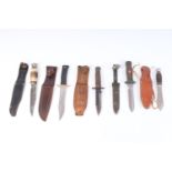 Five various sheath knives incl. Whitby