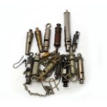 15 various vintage whistles to include J. Hudson & Co. whistle stamped A.M 293/W/102, J. Hudson &