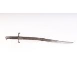 Martini Henry Yataghan sword bayonet, 22¾ ins single edged and fullered blade, metal studded