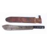 British WWII machete, 14½ ins bolo blade stamped J.J.B., broad arrow, 1943, with riveted slab