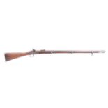 (S58) .600 Enfield percussion rifle, 39 ins barrel, fullstocked with three steel bands, steel ramrod