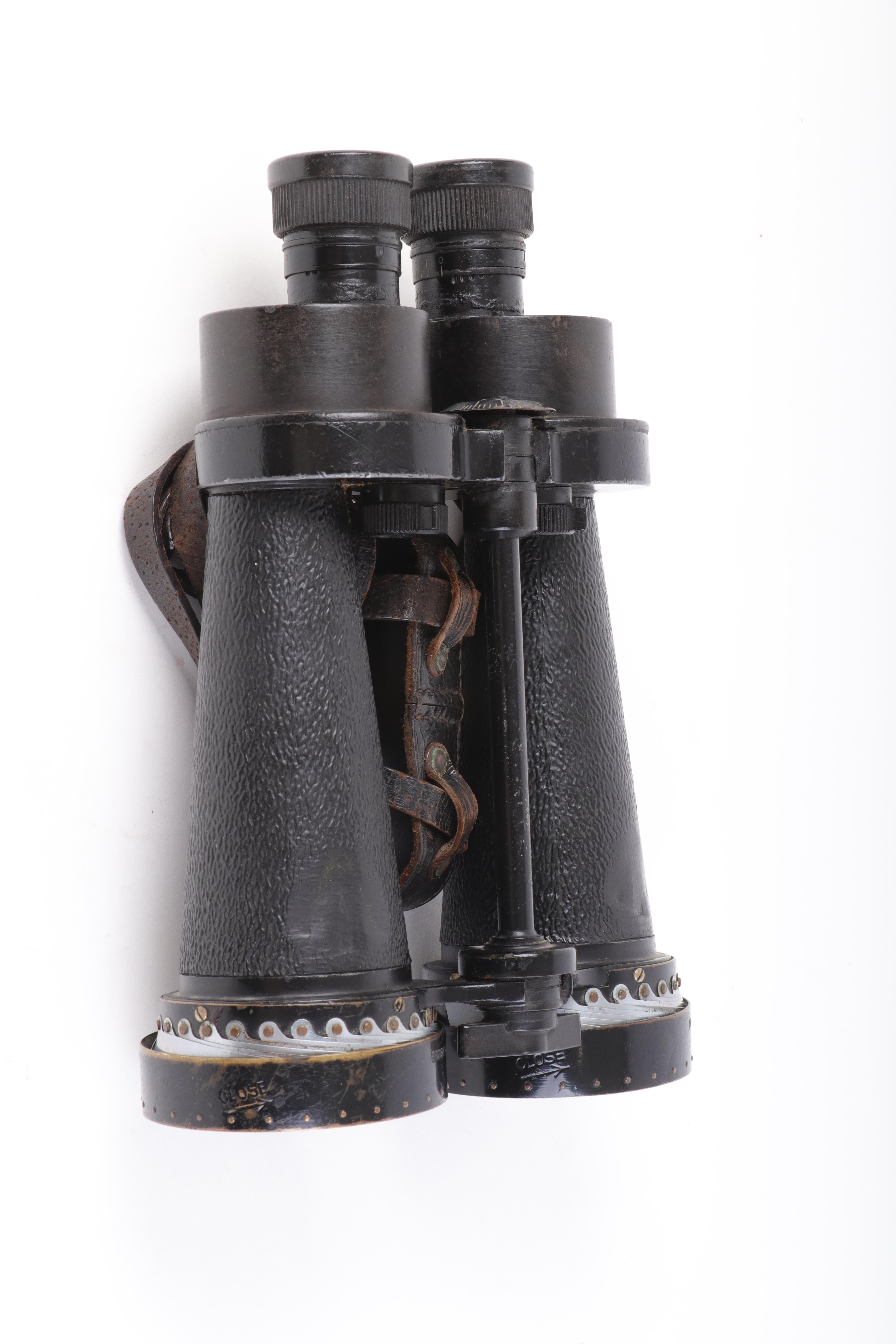 WWII Barr & Stroud C.F.41 7x military binoculars, broad arrow marks, with expanding weather shields - Image 14 of 14