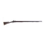 (S58) 14 bore Flintlock Brown Bess, 41½ ins barrel, fullstocked (some losses) with steel ramrod held