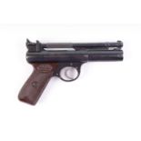 .22 Webley Senior top lever air pistol, open sights, chequered grips, no. 556 [Purchasers note: Col