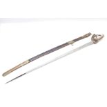 British Pattern 1822 Officer's sword, 32½ ins slightly curved fullered blade by Doland & Co., the bl
