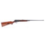 (S1) .22 Winchester Model 63 self loading rifle, 23 ins sighted barrel, tube magazine, plain action