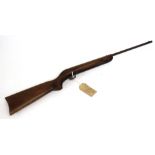 .177 BSA Cadet break barrel air rifle c.1946-8, open sights, faint BSA impress to stock, no. B75854