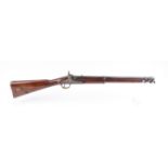 (S58) .650 Percussion Enfield saddle ring carbine, 20 ins barrel fullstocked with two steel bands, c