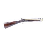 (S58) Flintlock Blunderbuss by H W Mortimer, 14 ins brass two stage full stocked bell mouth barrel w