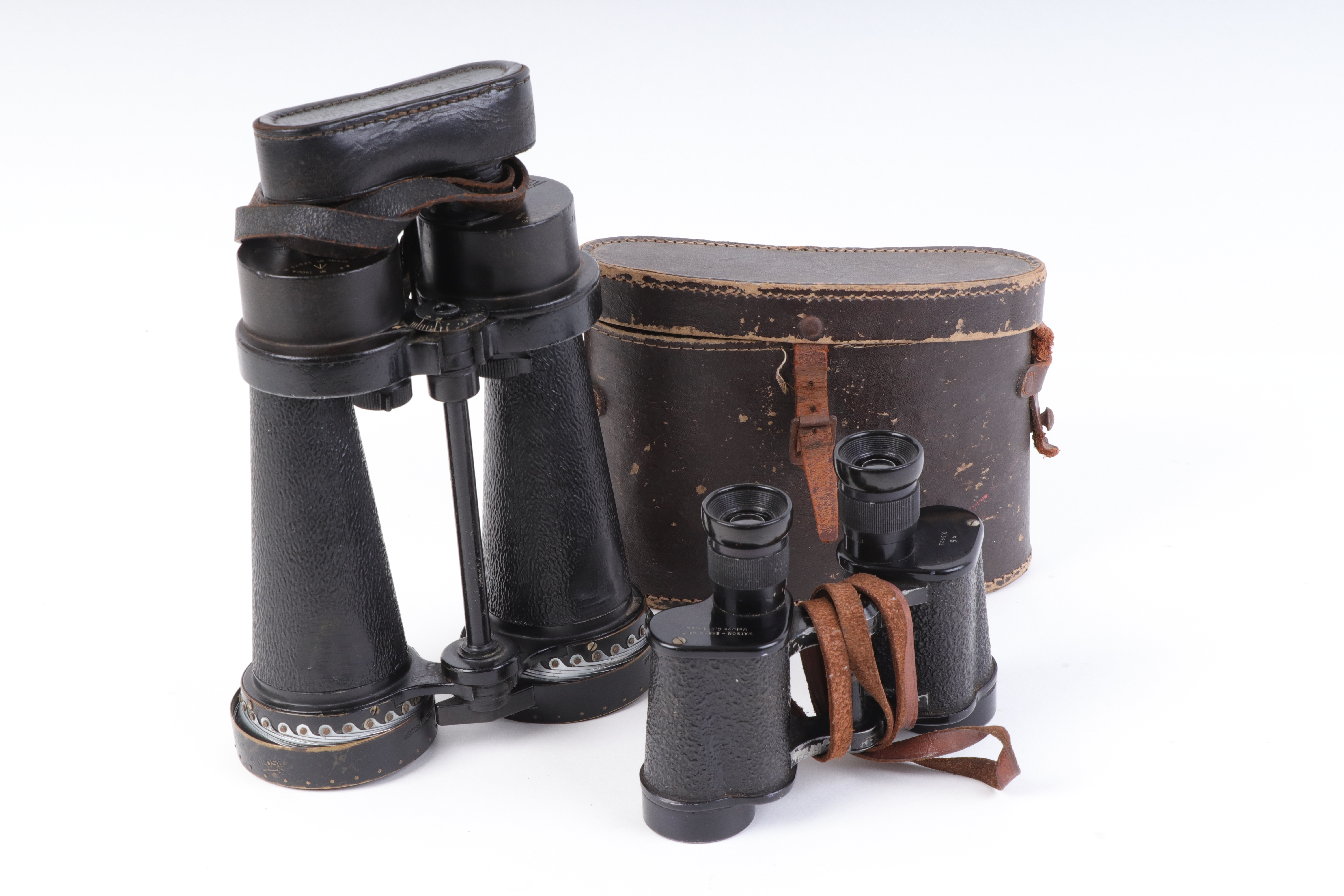 WWII Barr & Stroud C.F.41 7x military binoculars, broad arrow marks, with expanding weather shields - Image 6 of 14