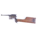 (S5) 7.63mm Mauser C96 semi automatic pistol, no. 62244 5½ ins sighted barrel with blade front sight