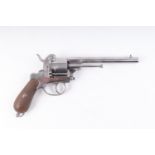 (S58) 11mm French double action pinfire revolver, 6¼ ins sighted barrel with French inscription, 6 s