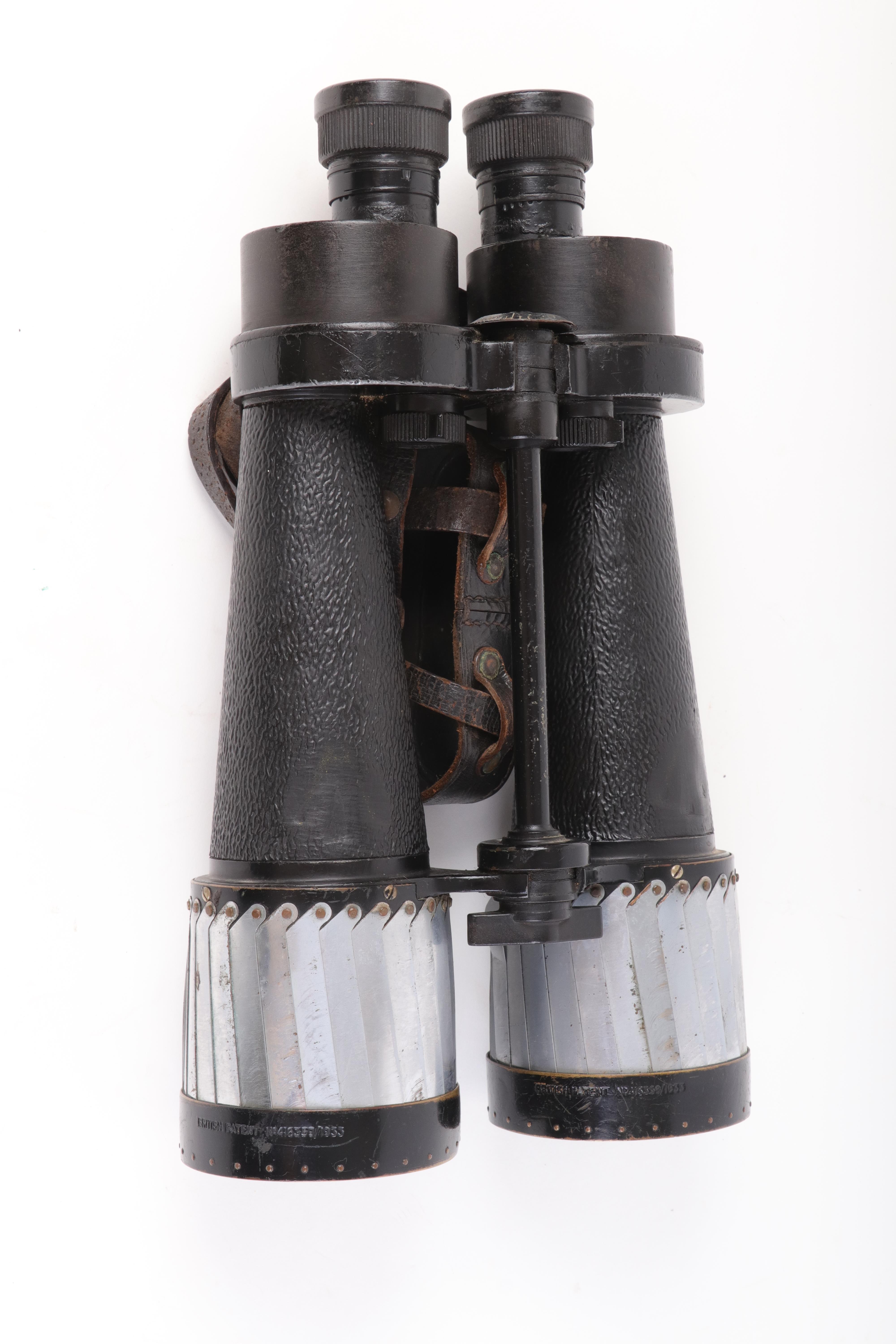 WWII Barr & Stroud C.F.41 7x military binoculars, broad arrow marks, with expanding weather shields