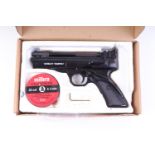 .22 Webley Tempest top lever air pistol, open sights, chequered black grips, nvn, boxed with instruc