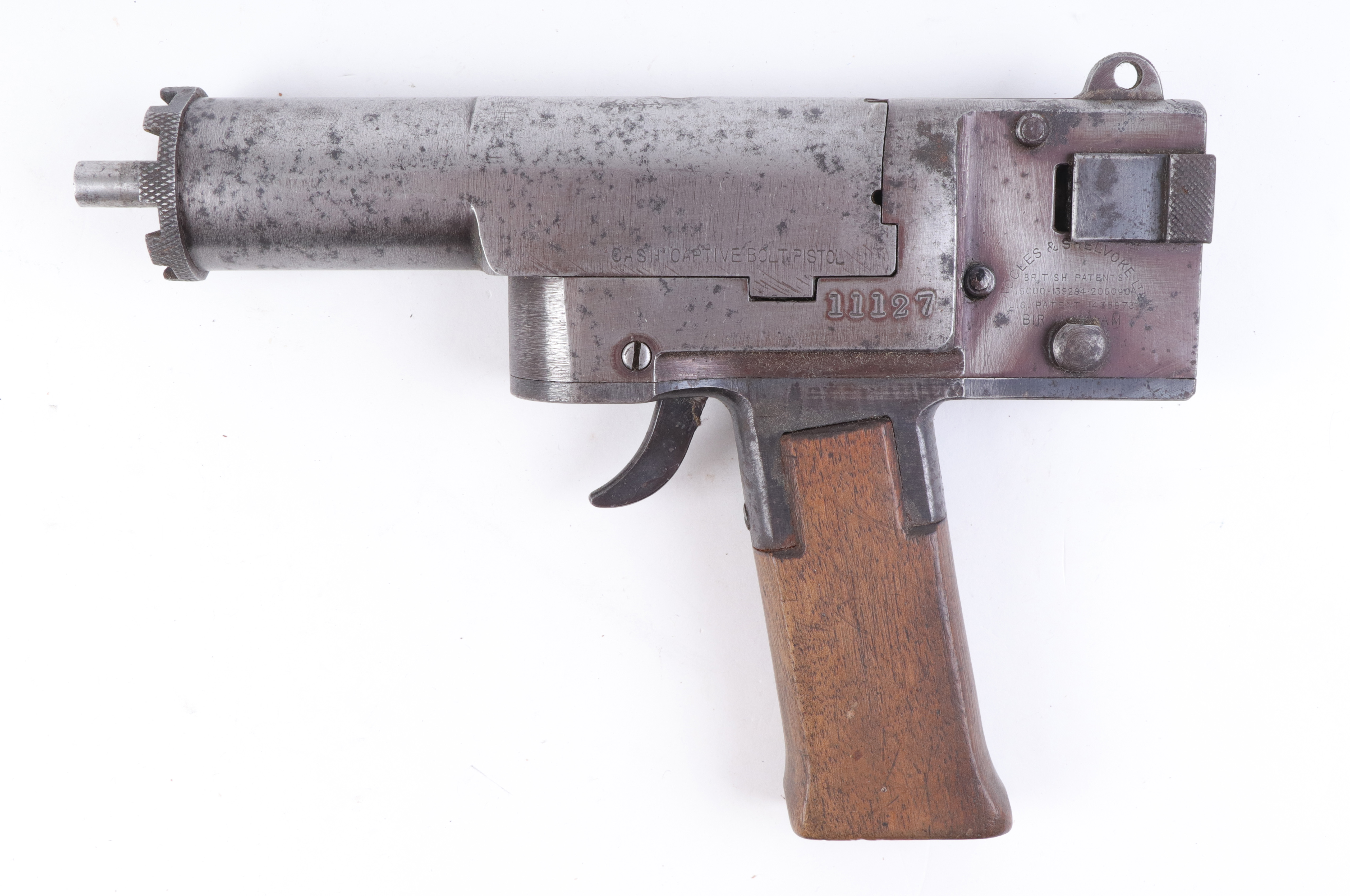 .22 Accles & Shelvoke Ltd. Cash Captive Bolt Pistol, humane killer, no.11127, with a quantity .22 bl - Image 4 of 4