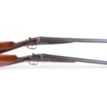 (S2) Two 12 bore non ejector shotguns: Spanish sidelock, 27½ ins barrels, ¼ & ½, 70mm chambers, 14½