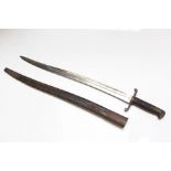 British Pattern 1856 Yataghan sword bayonet, 22¾ ins single edged blade by Solingen, ricasso stamped