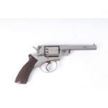 (S58) 120 bore Percussion closed frame double action revolver by Adams, 4½ ins octagonal barrel insc