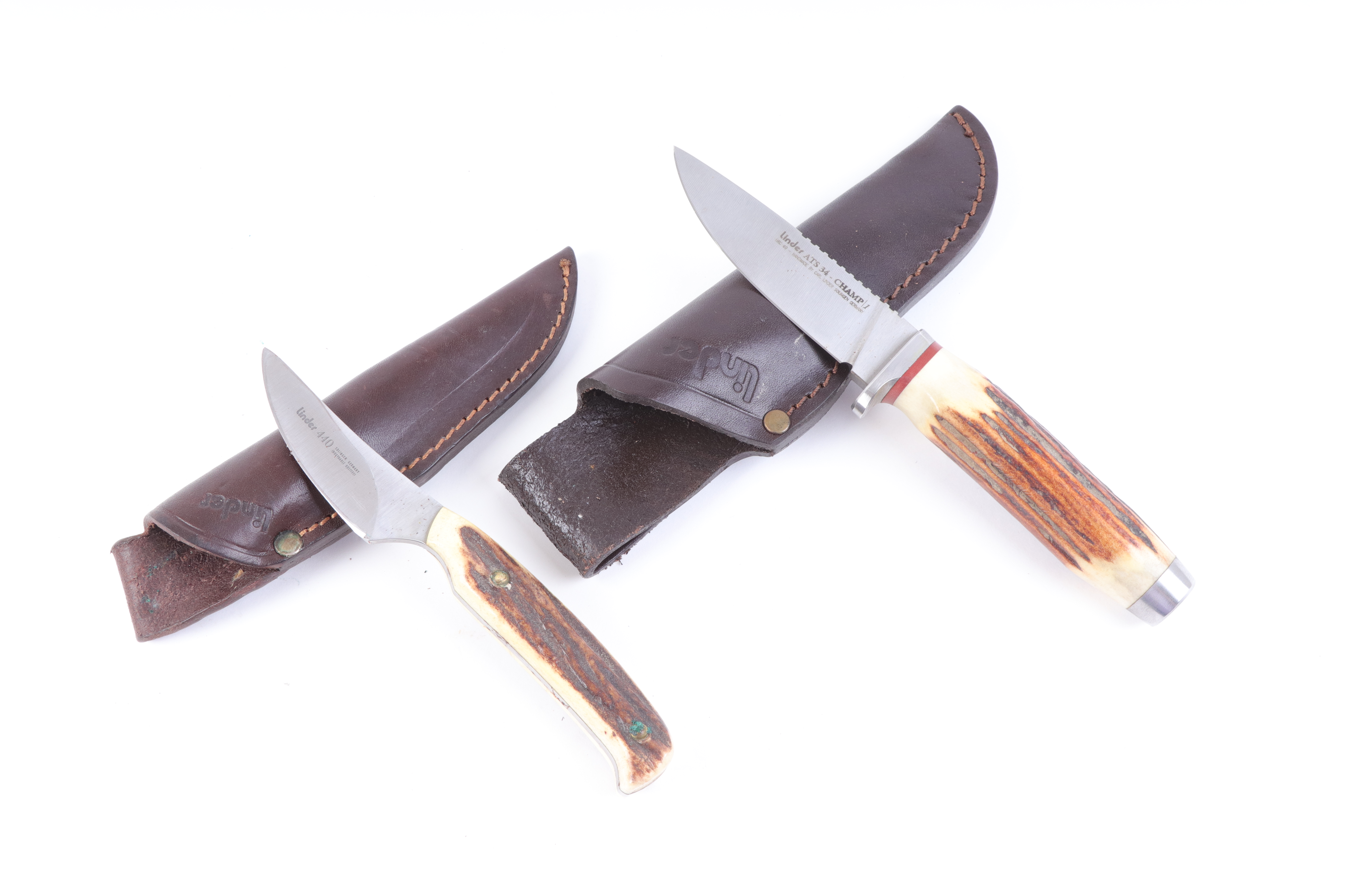 Two Linder horn handled sheath knives