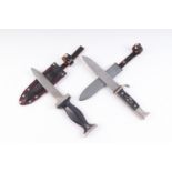 Reproduction Hitler Youth dagger, 5½ ins singled edged Solingen blade, in sheath, with one other rep