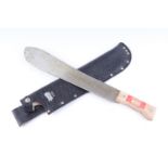 Martindale 'Crocodile' machete, 15 ins Bolo blade, wooden slab grips, in sheath