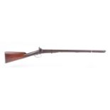 (S58) 16 bore Percussion double sporting gun by Williams & Powell, 27½ ins damascus barrels, replace