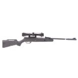 .177 Crosman Tyro break barrel junior air rifle, moderated barrel, open sights, mounted 4x32 scope,