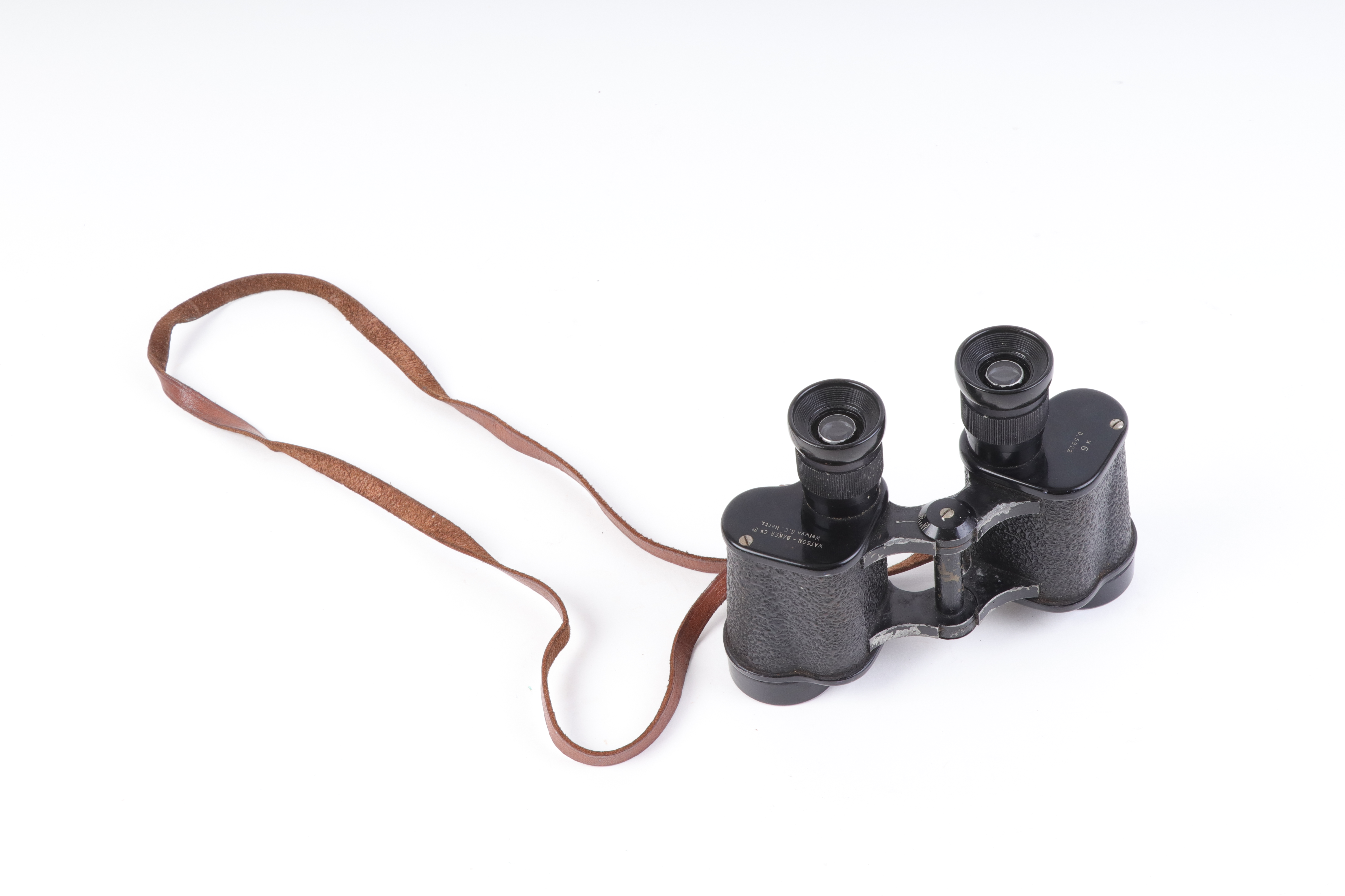 WWII Barr & Stroud C.F.41 7x military binoculars, broad arrow marks, with expanding weather shields - Image 9 of 14