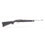 (S1) .22 Ruger 10/22 semi automatic carbine, 18½ ins threaded stainless steel barrel, open sights, r