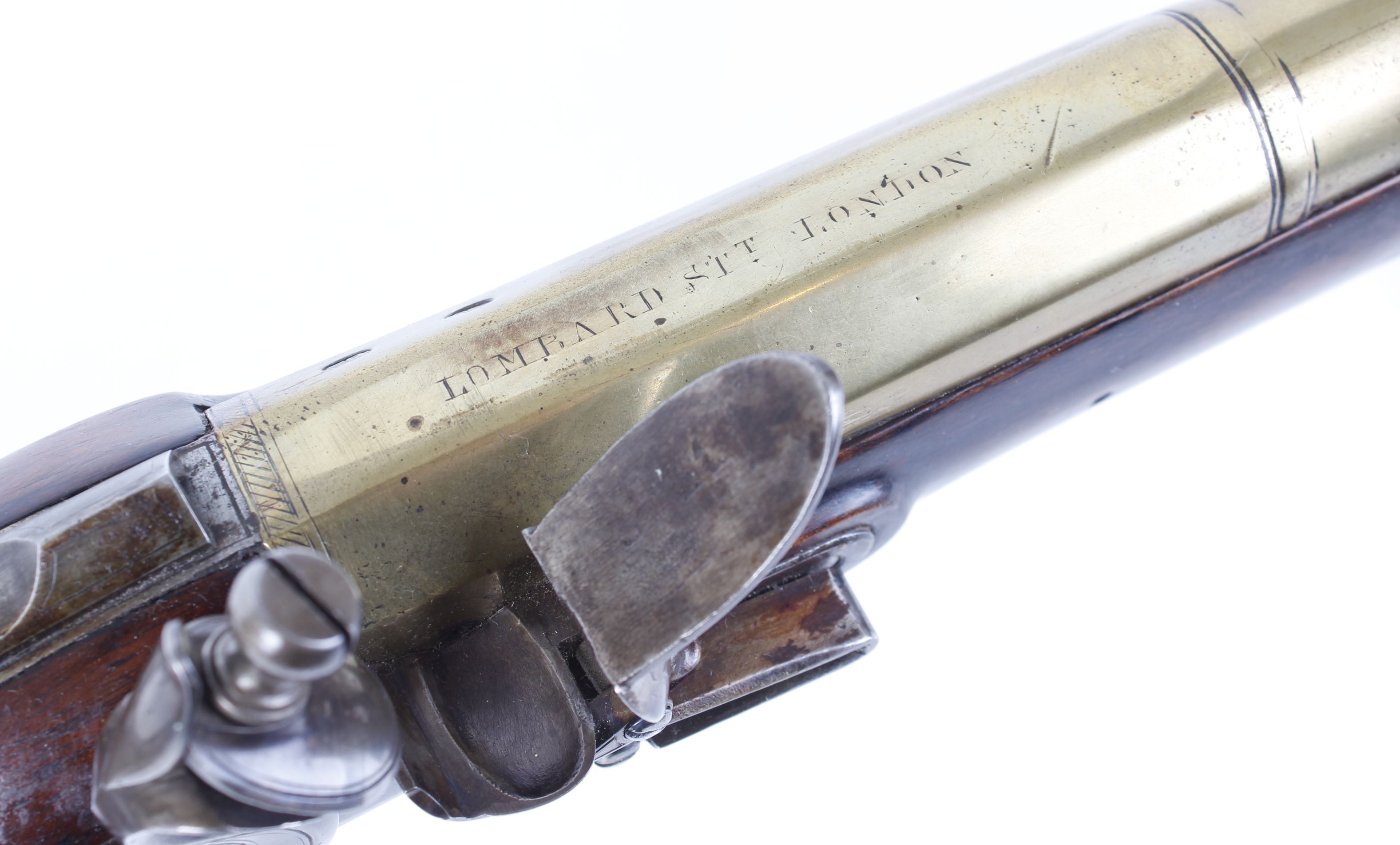 (S58) Flintlock Blunderbuss by H W Mortimer, 14 ins brass two stage full stocked bell mouth barrel w - Image 11 of 24